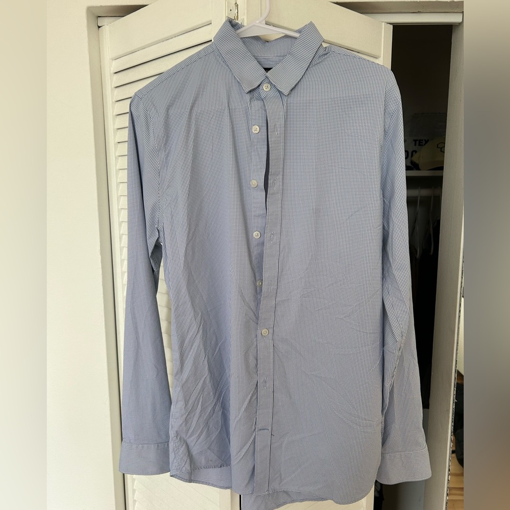 Express long sleeve button down shirt - slim fit - medium - light blue squared